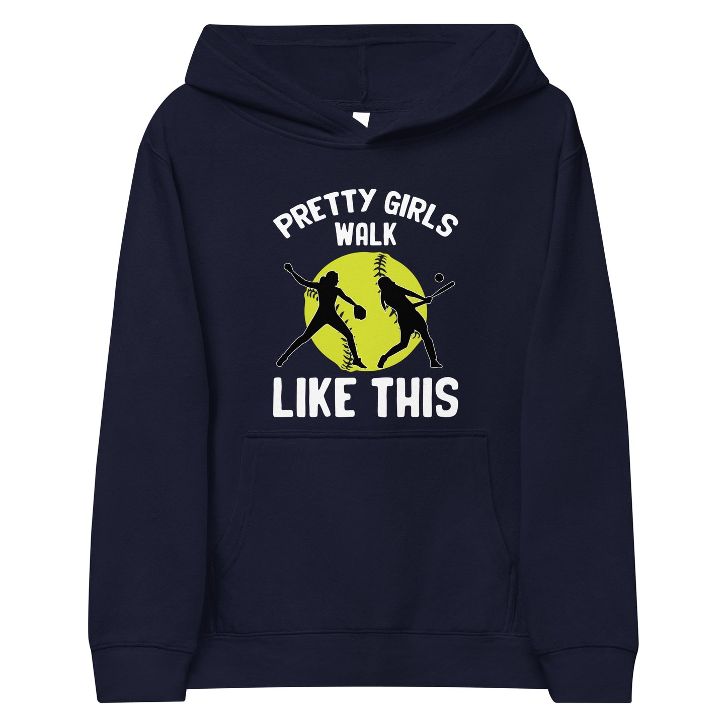 Pretty Girls Walk... Softball Youth Fleece Hoodie