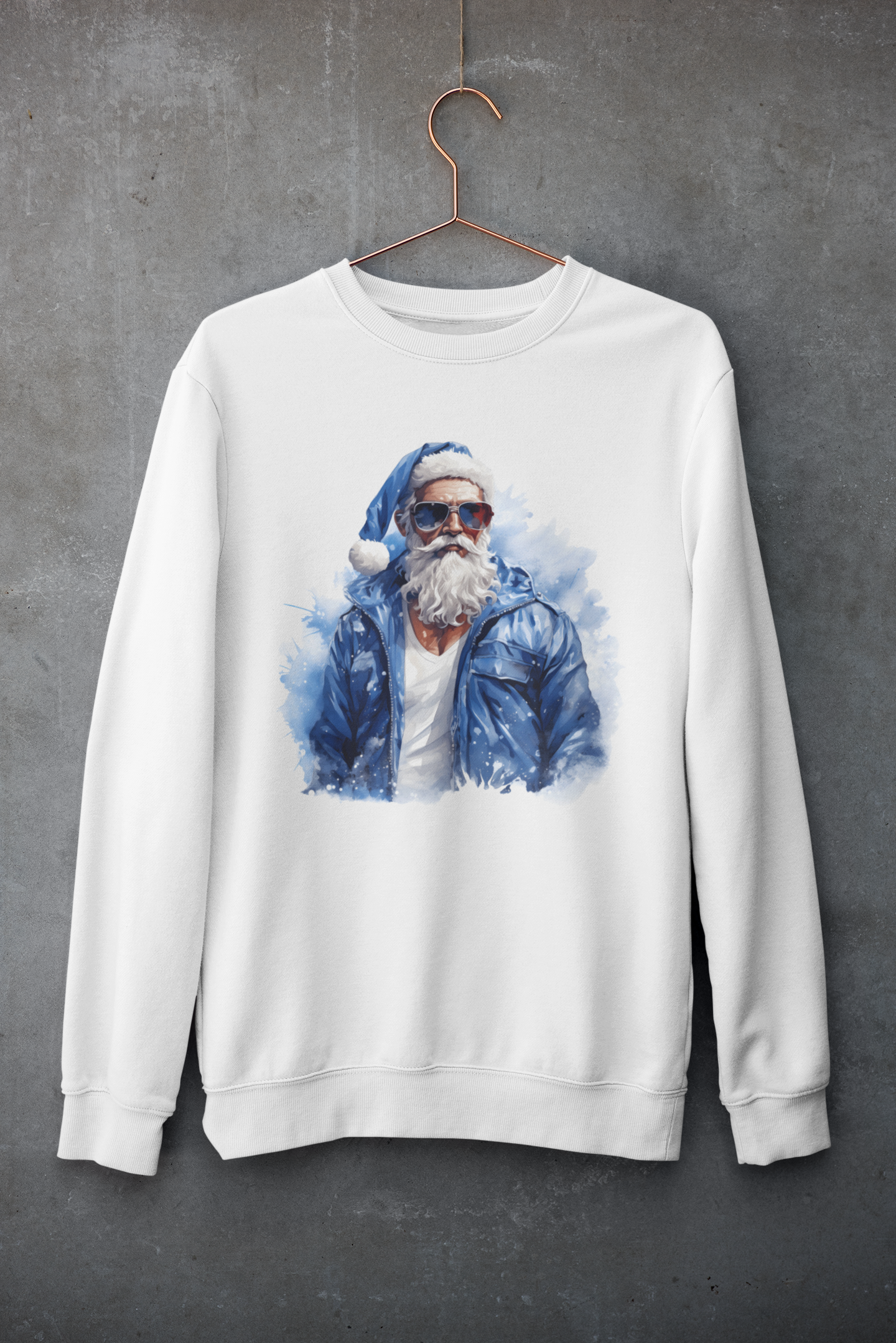 Cool Blue Santa Crew Neck Sweatshirt