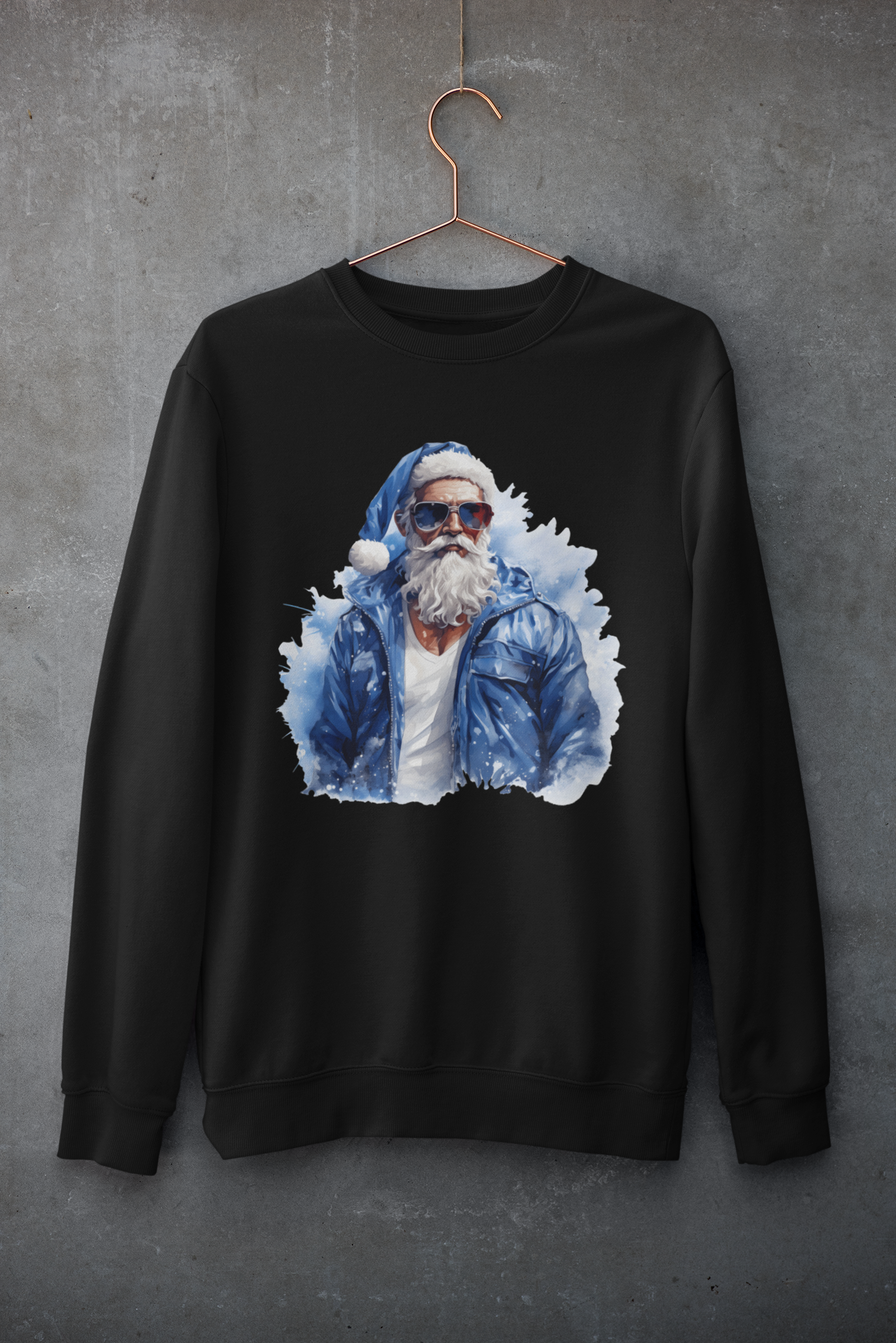 Cool Blue Santa Crew Neck Sweatshirt