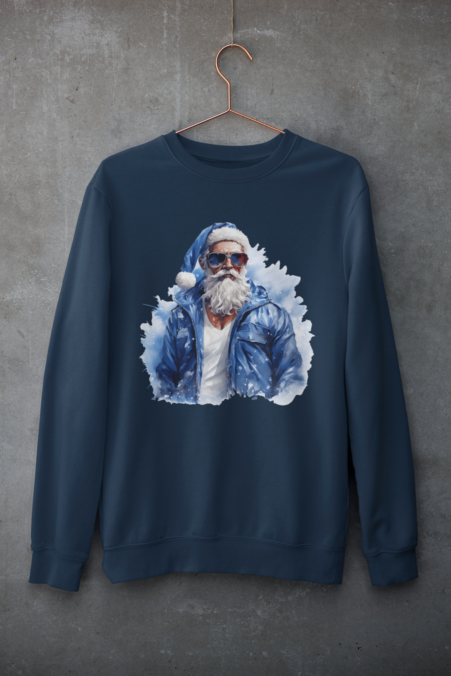Cool Blue Santa Crew Neck Sweatshirt