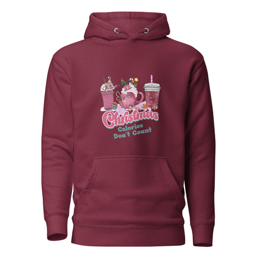 Christmas Calories Don't Count Pink Design Unisex Hoodie