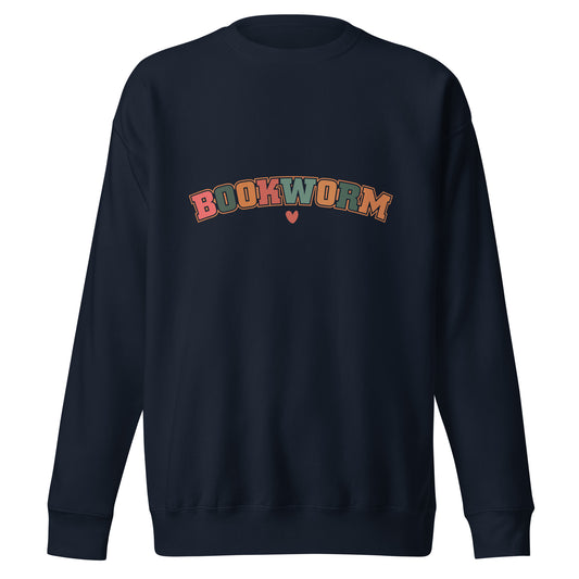 Bookworm Multicolored Lettering Unisex Premium Crew Neck Sweatshirt