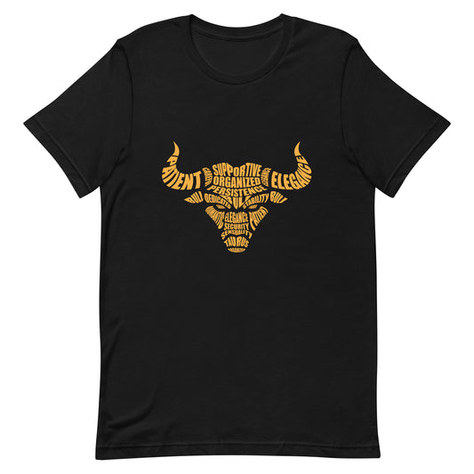 Taurus Bull Characteristics Unisex t-shirt - Gold