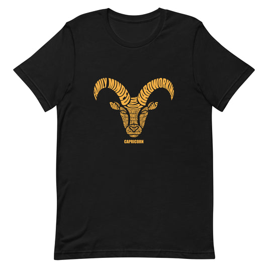 Capricorn Mountain Goat Characteristics Unisex t-shirt - Gold