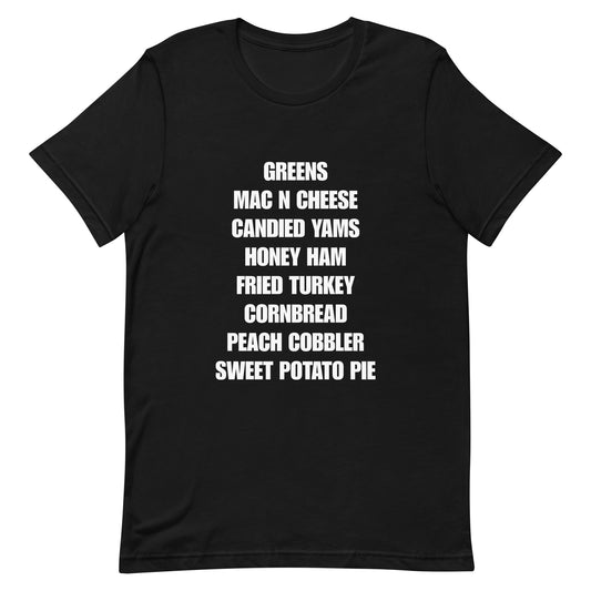 Thanksgiving Menu Unisex t-shirt