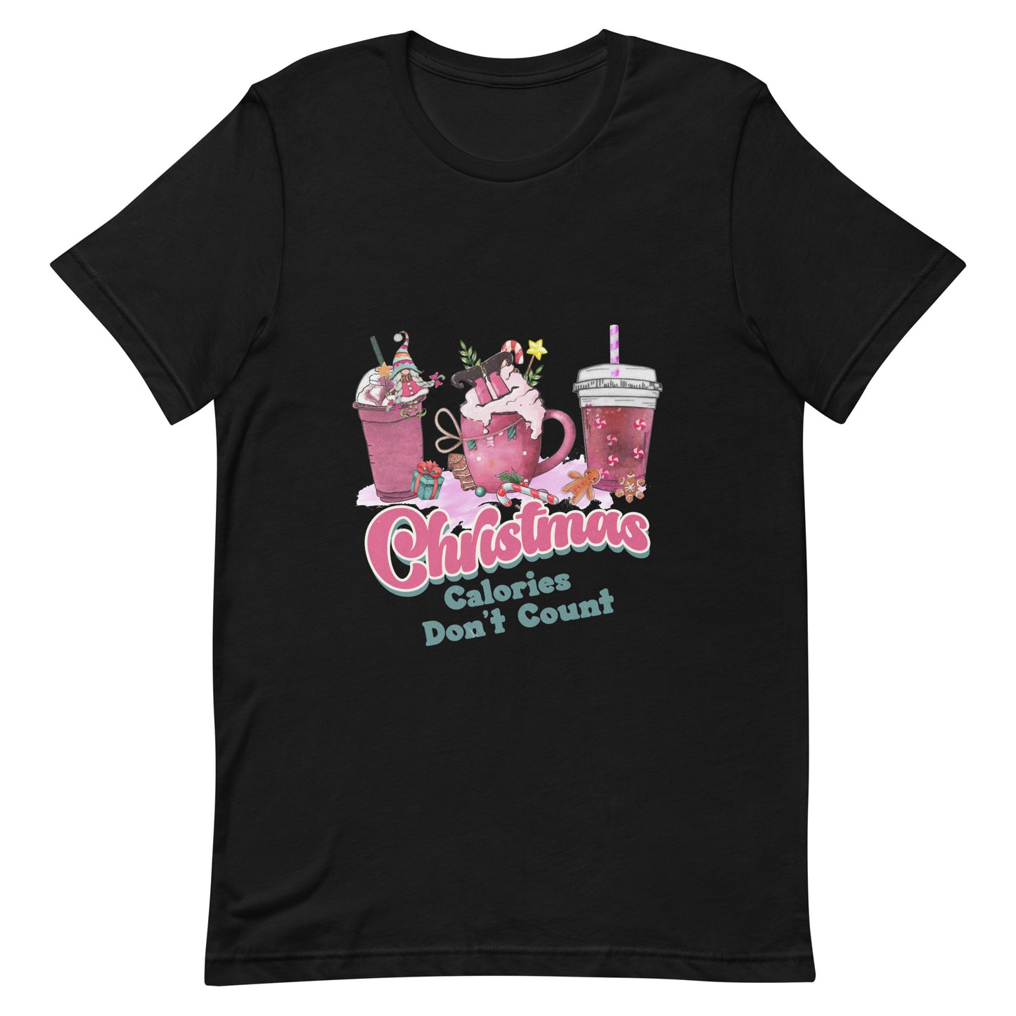 Christmas Calories Don't Count Pink Design Unisex t-shirt