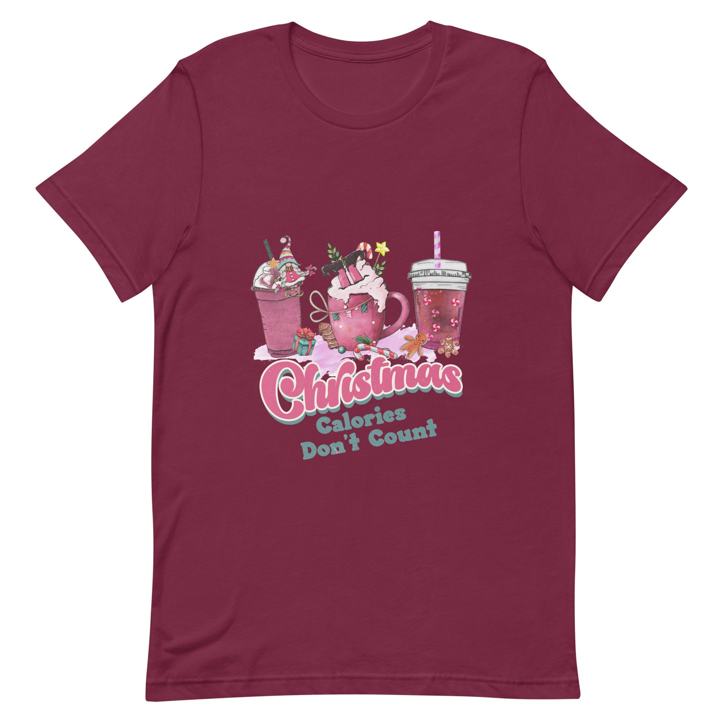 Christmas Calories Don't Count Pink Design Unisex t-shirt