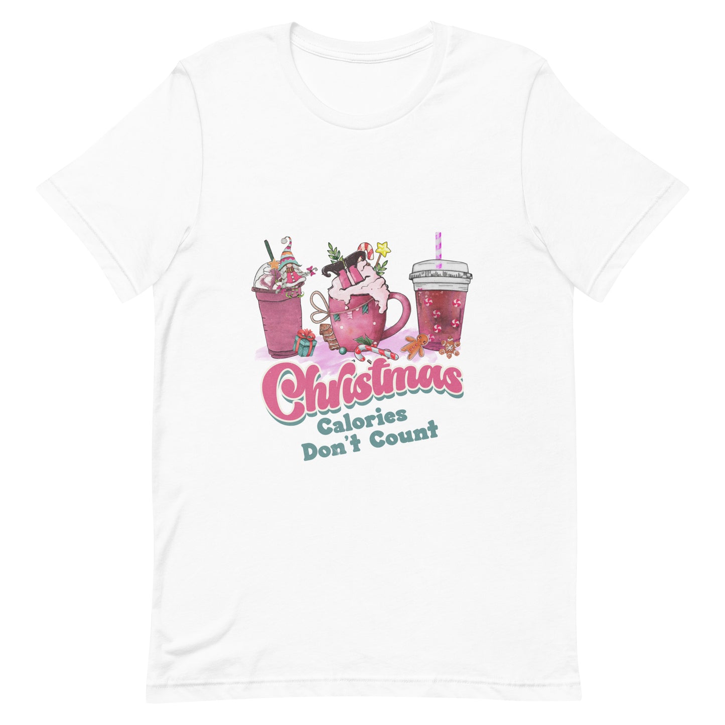 Christmas Calories Don't Count Pink Design Unisex t-shirt